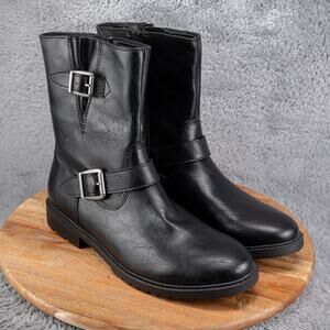 Frye and Co. Men's Ojai Flat Heel Motorcycle Boots Black Size 10.5 M